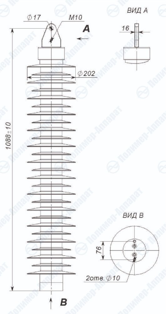 ОПН-110/1000 (Код исполнения «ПФ») подвесного исполнения для установки на фазные провода